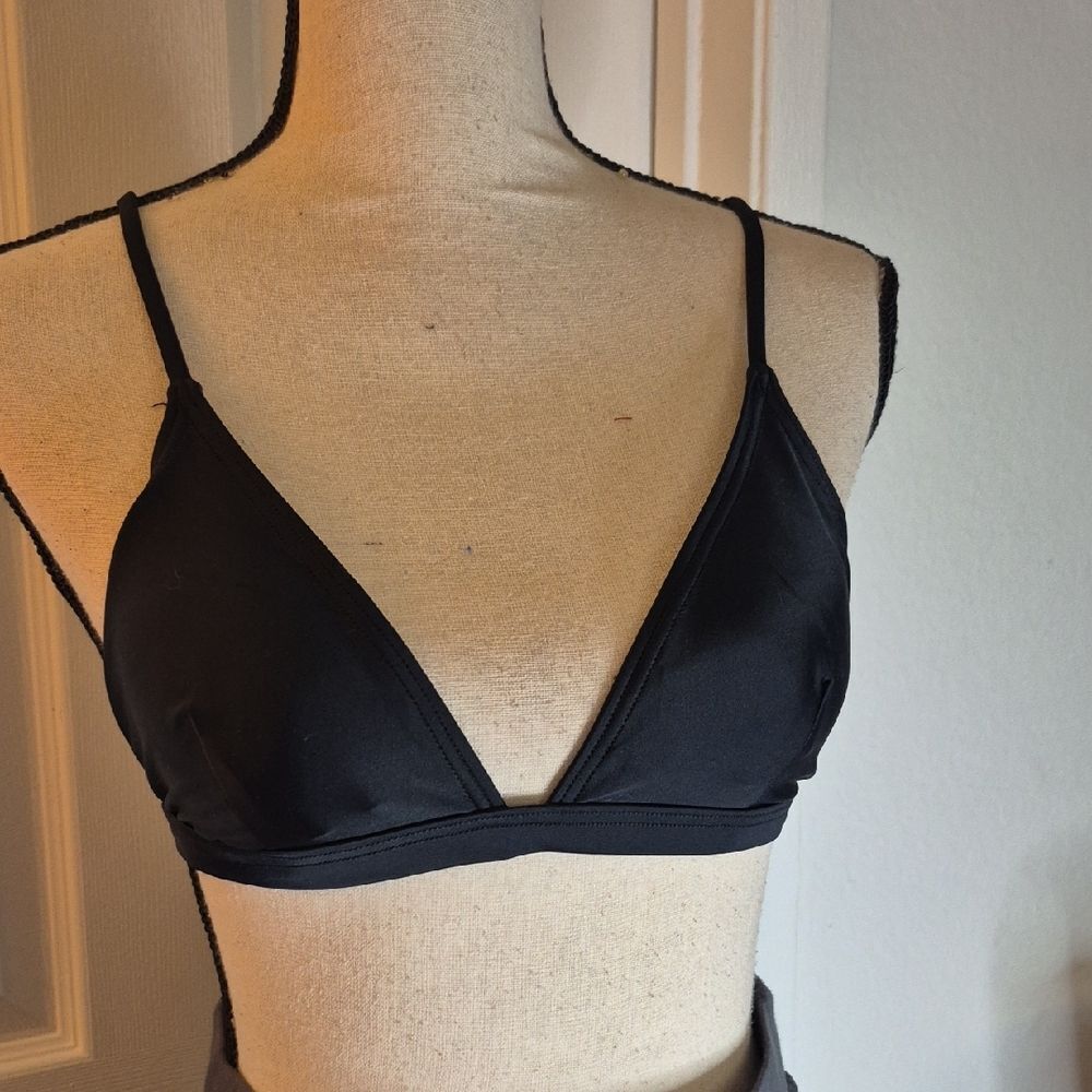 ♡♡♡ SOUTH BEACH Shimmer Black Triangle Padded Bikini Top  Sz 6